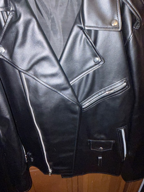 Black Faux Leather Moto Jacket for Men - Picture 5 of 5